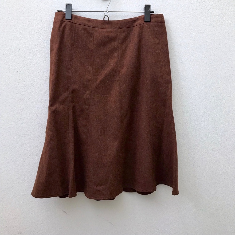 Etro Brown Wool Flared Skirt